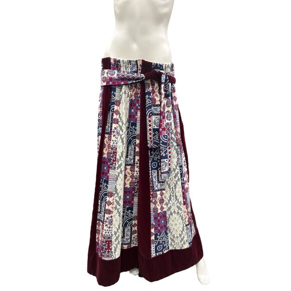 Vintage Skirt Women’s Size M/L Handmade Beautiful Lining Patchwork Velvet Belt - Picture 1 of 5